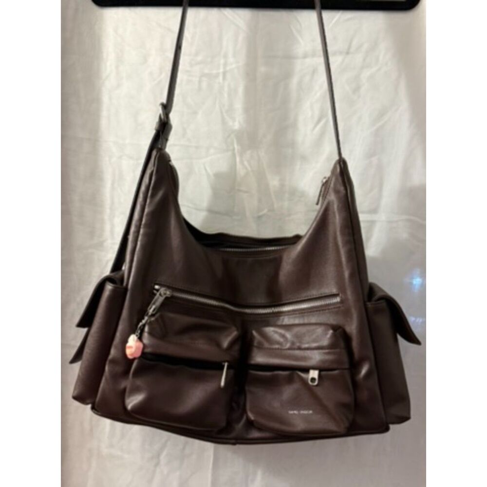 Samo Ondoh Chocolate Brown Multi-Pocket Hobo Shoulder Bag